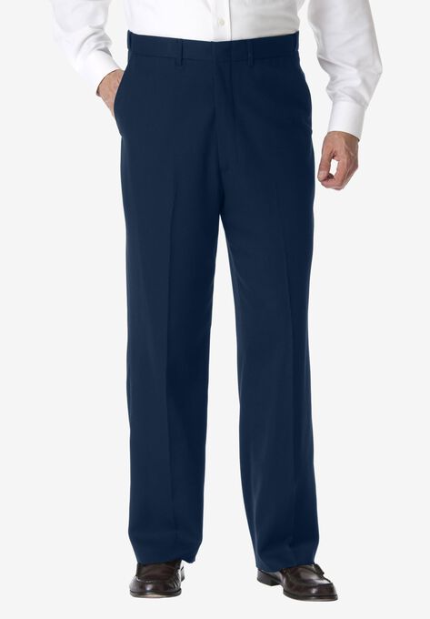 KS Signature No Hassle® Classic Fit Expandable Waist Plain Front Dress Pants, NAVY, hi-res image number null