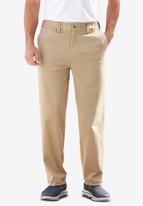 Plain Front Full Elastic Stretch Chino Pants, , hi-res image number null