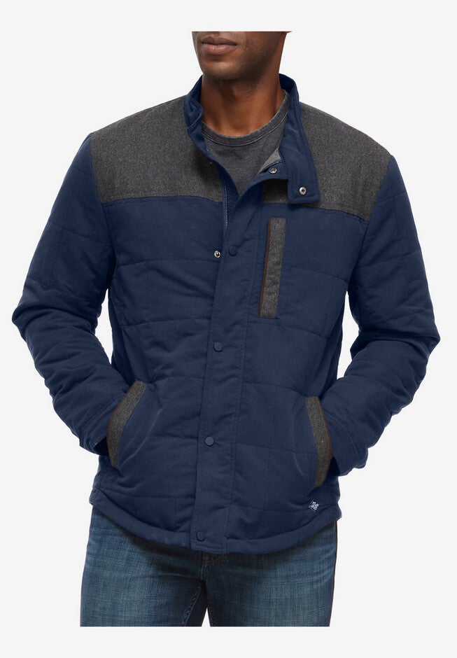 Clemson Quilted Shirt Jacket, NAVY, hi-res image number 0