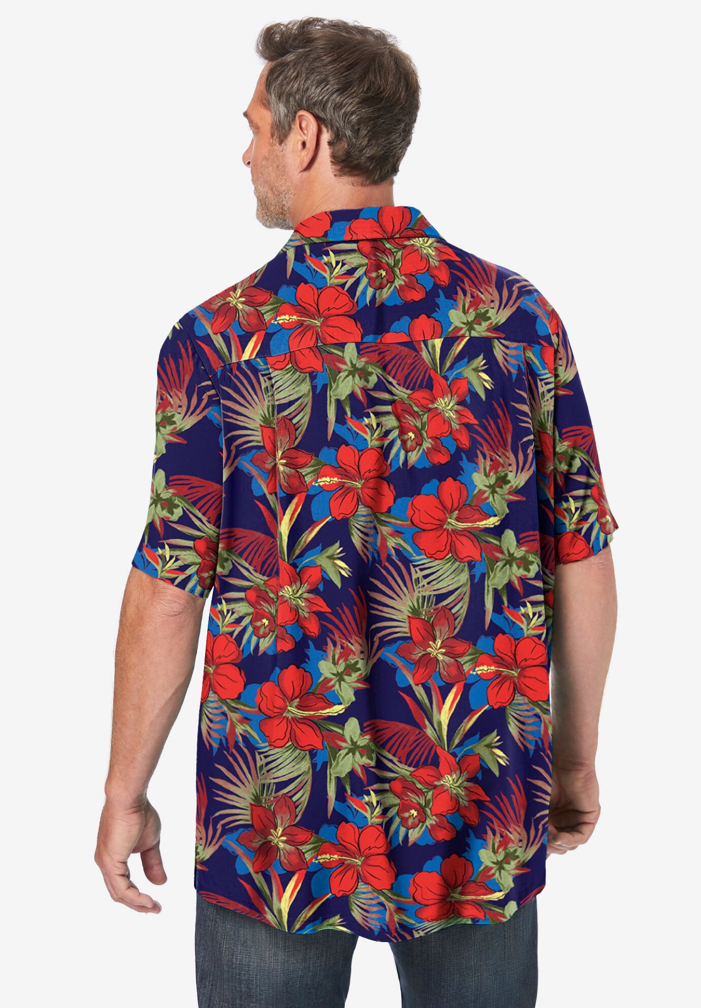 Printed Camp Shirt, RED FLORAL, alternate image number 2