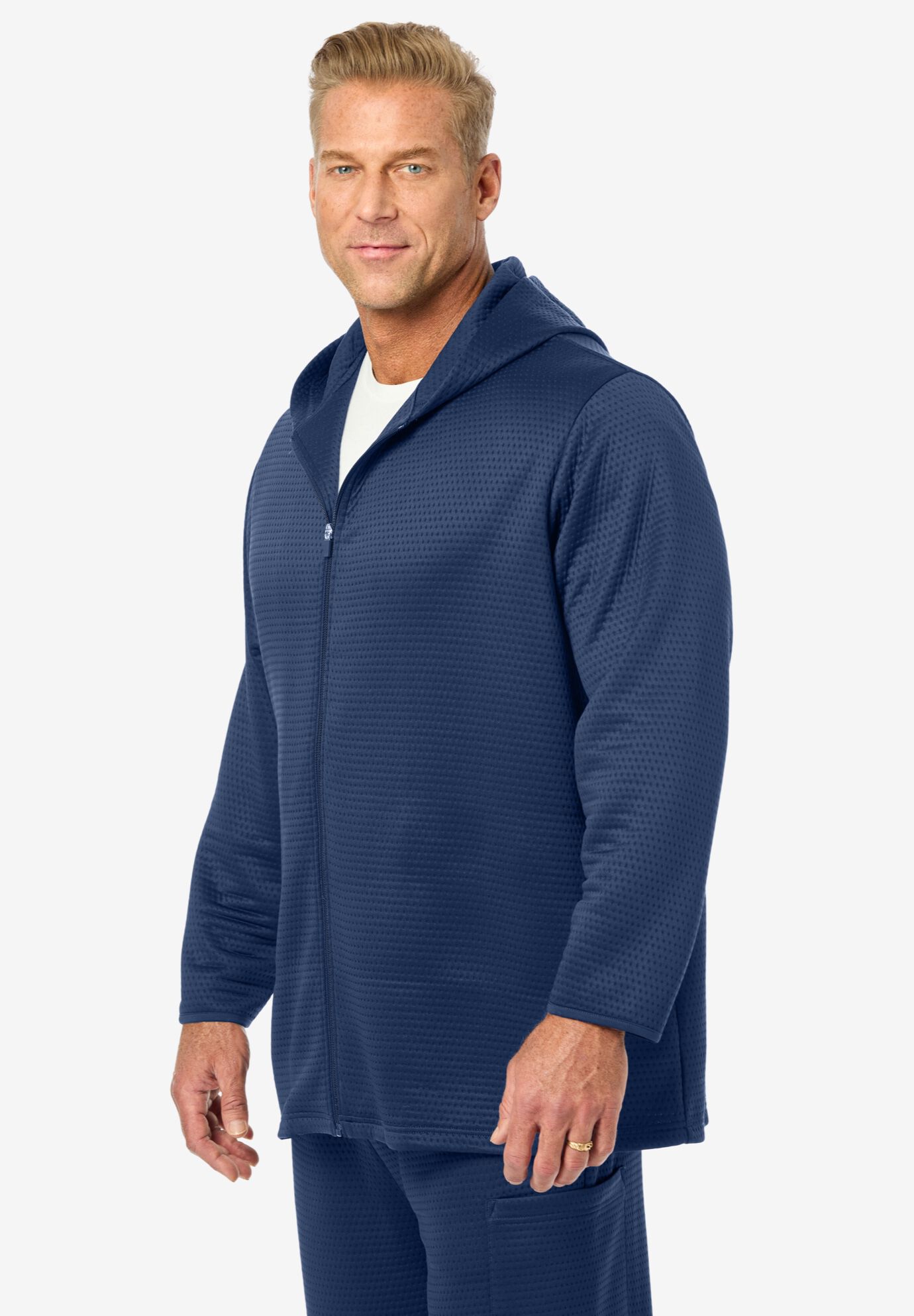 Performance Dot Full-Zip Hoodie, NAVY, alternate image number 3