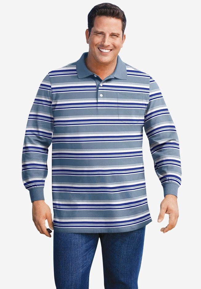 Liberty Blues® Long-Sleeve Polo Shirt, VARSITY BLUE MULTI STRIPE, hi-res image number 0