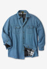 Flannel-Lined Twill Shirt Jacket by Boulder Creek®, BLEACH DENIM, hi-res image number 0