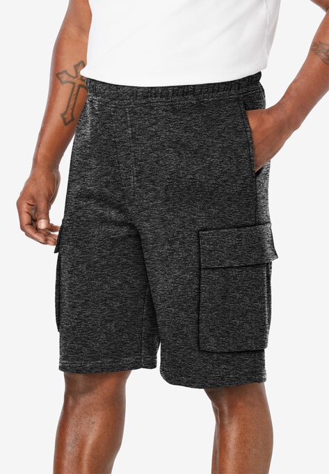 Fleece 10" Cargo Shorts, BLACK WHITE MARL, hi-res image number null