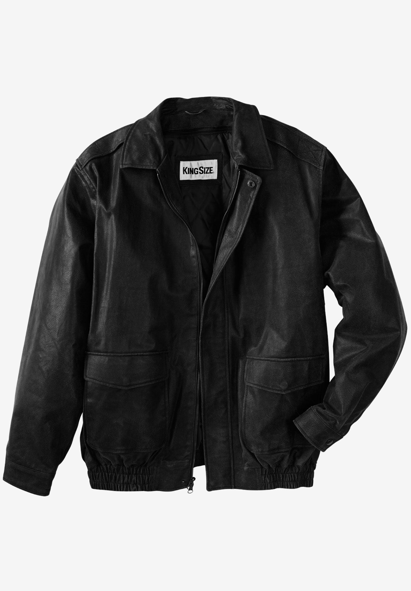 Leather Aviator Bomber, BLACK, hi-res image number 0