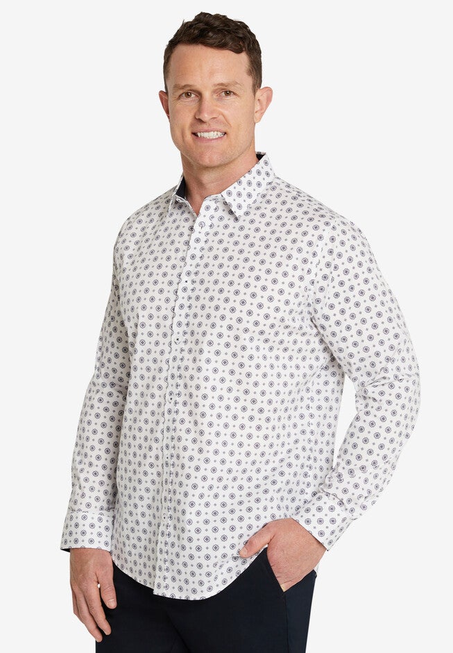 Medallion Print Stretch Shirt, , alternate image number 2
