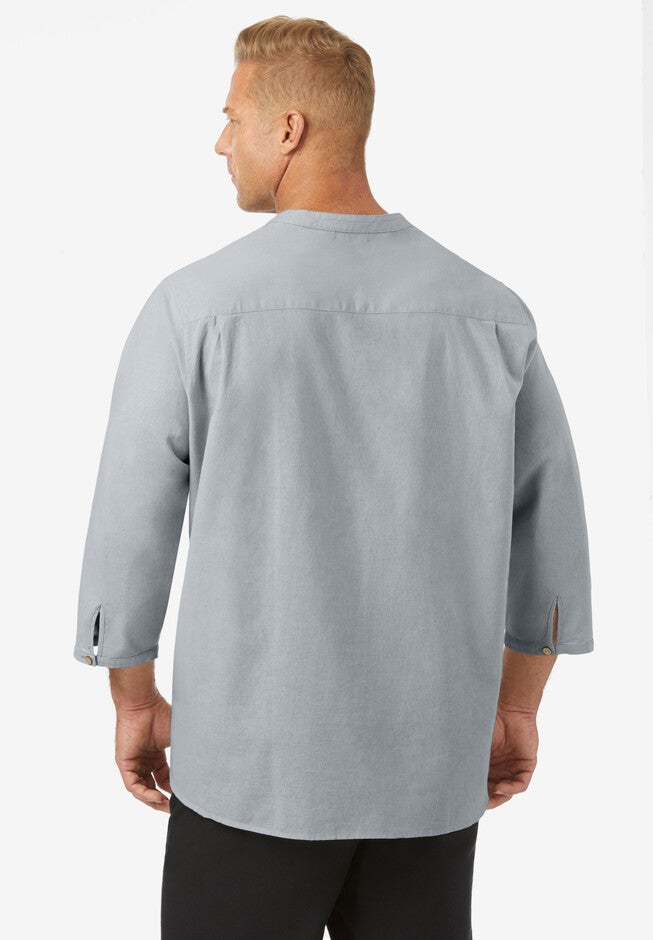 Hemp mandarin collar shirt, , on-hover image number 1