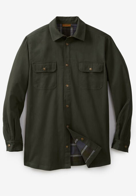 Flannel-Lined Twill Shirt Jacket by Boulder Creek® | Fullbeauty Outlet