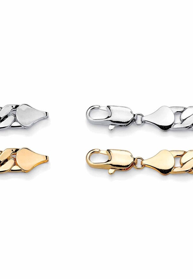 2 Piece Gold Tone and Silvertone 9 inches Curb-Link Bracelet, , on-hover image number null
