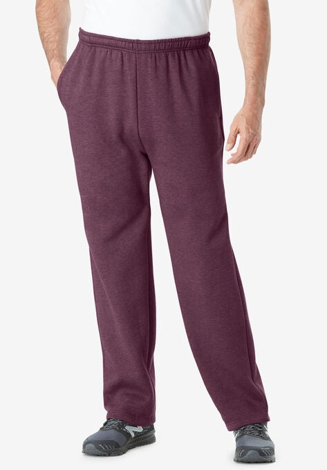 Wicking Fleece Open Bottom Pants by KS Sport™, HEATHER DEEP BURGUNDY, hi-res image number null