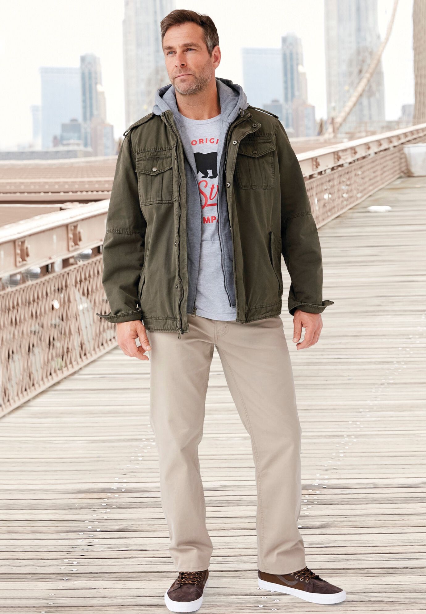 Levi's men's washed cotton military jacket with removable hot sale hood