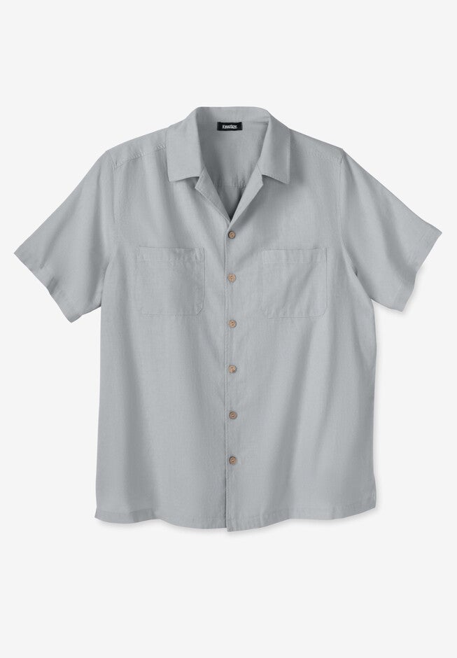 Hemp short sleeve button down, LIGHT GREY, hi-res image number 0