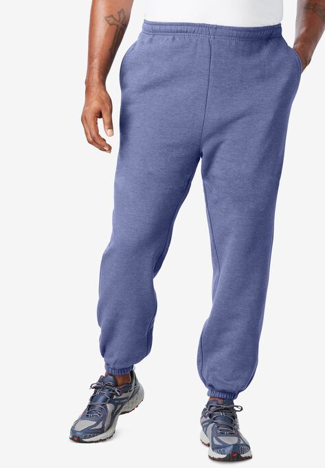 Fleece Elastic Cuff Sweatpants, HEATHER SLATE BLUE, hi-res image number null