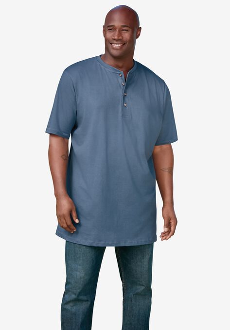 Boulder Creek® Heavyweight Longer-Length Short-Sleeve Henley Shirt, , alternate image number null