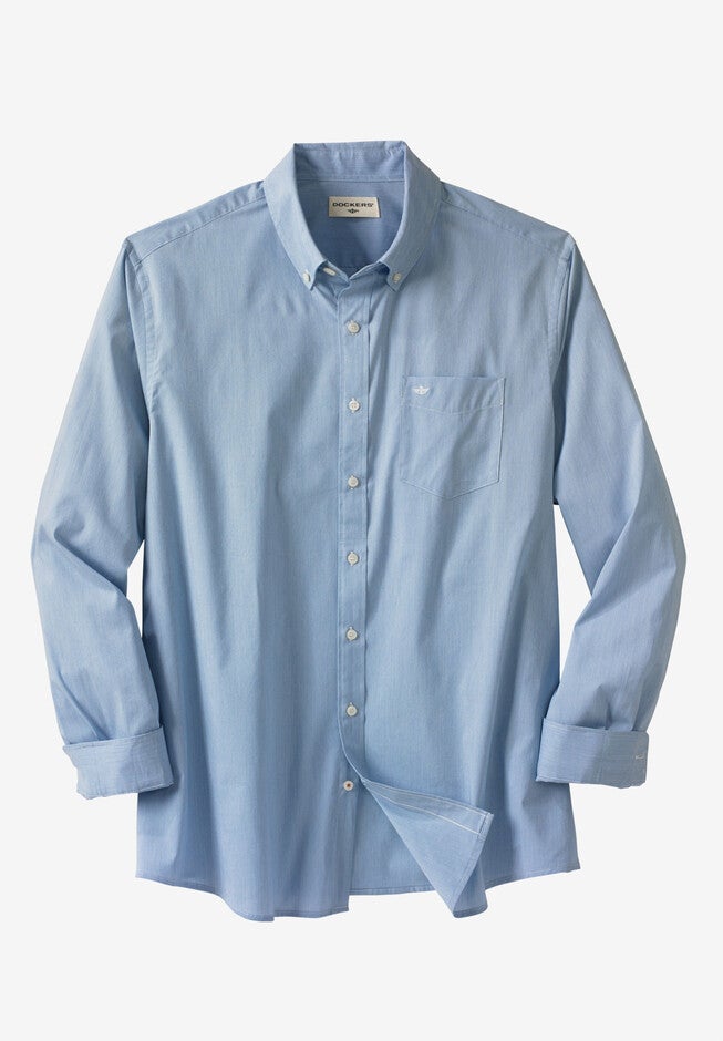 Comfort Flex Long-Sleeve No Wrinkle Shirt by Dockers®, DELFT BLUE, hi-res image number 0