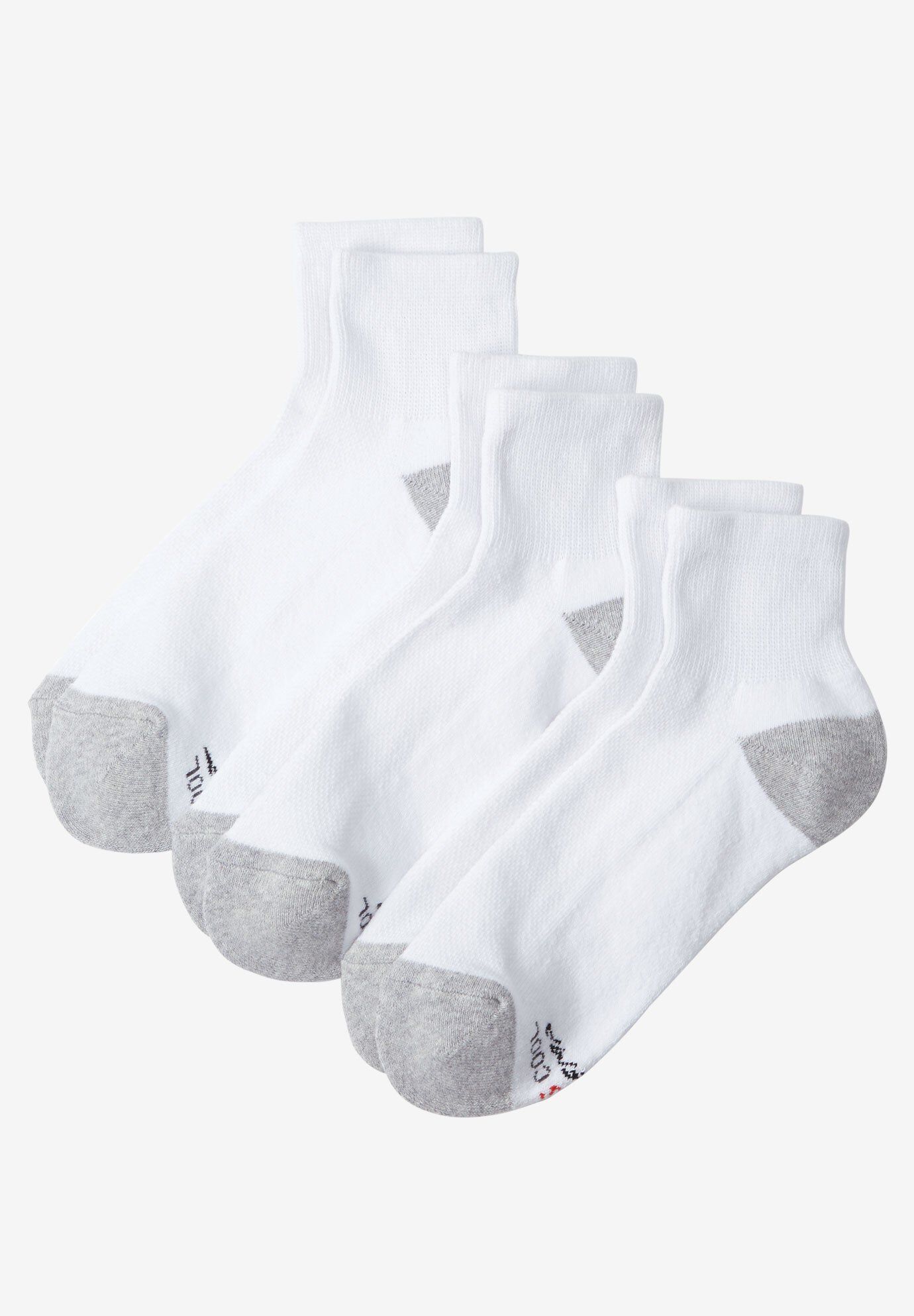 Hanes&reg; X-Temp&reg; 1/4 Ankle Socks 6-Pack, WHITE, hi-res image number 0