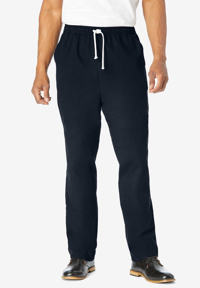 Full Elastic Waist Plain Front Pants, BLACK, hi-res image number null