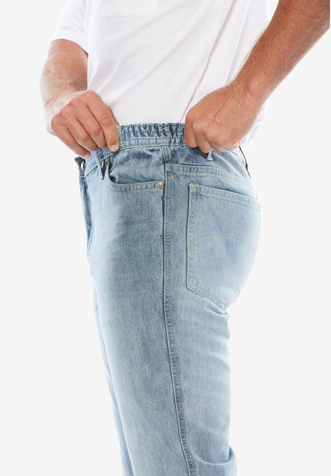 Liberty Blues® Straight-Fit Side Elastic 5-Pocket Jeans, , alternate image number null