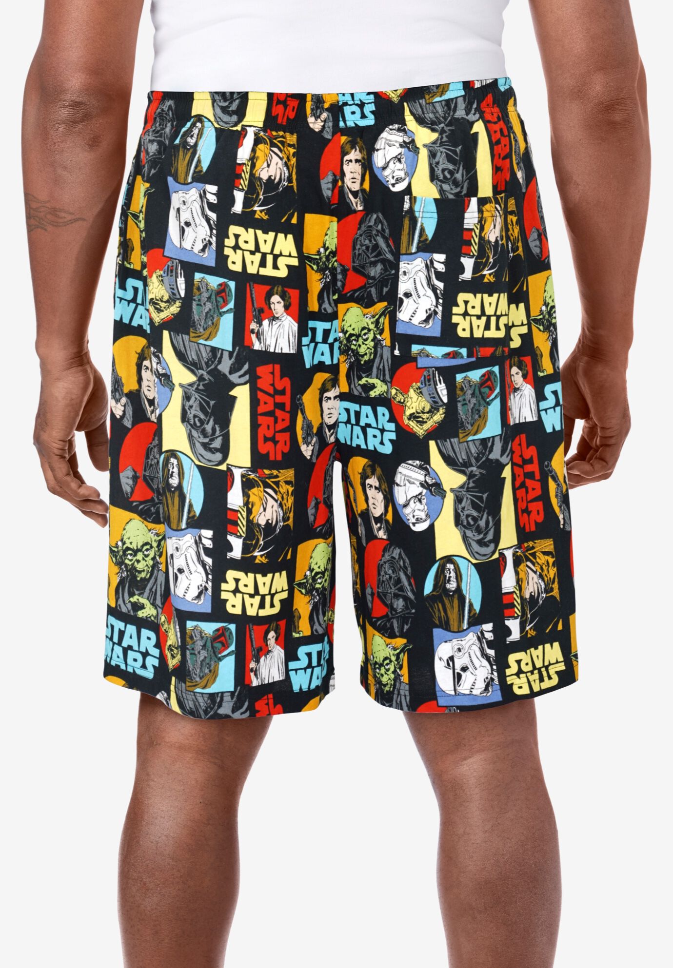 Licensed Novelty Pajama Lounge Shorts, RETRO STAR WARS, on-hover image number 1