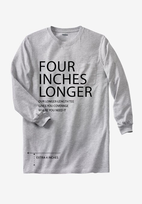 Shrink-Less™ Lightweight Longer-Length Long-Sleeve Crewneck Pocket Tee, , alternate image number null