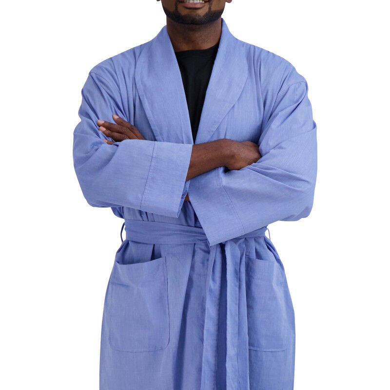 Shawl Collar Robe, BLUE, alternate image number 2