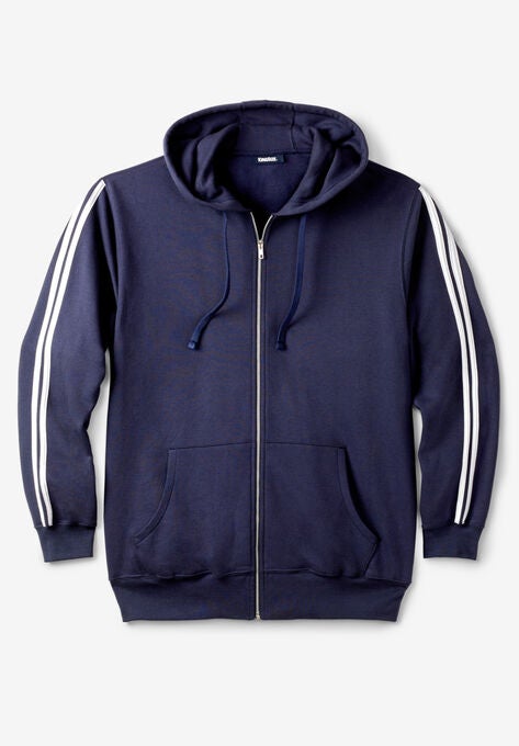 Fleece Jacket with Striped Detail, NAVY SIDE STRIPE, hi-res image number null