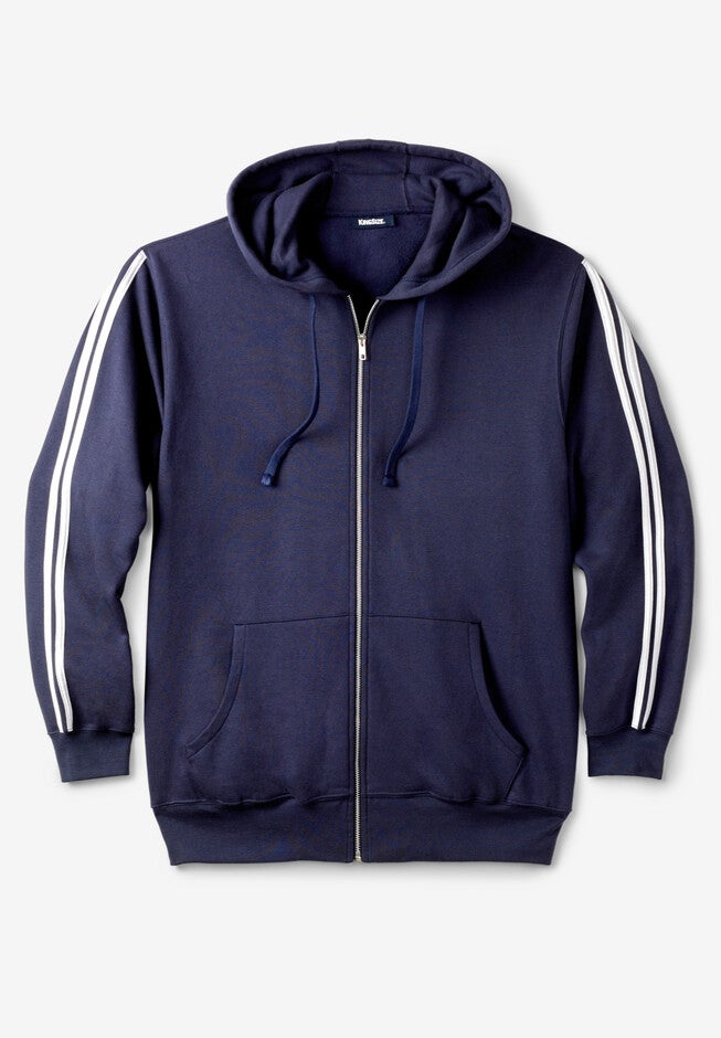 Fleece Jacket with Striped Detail, NAVY SIDE STRIPE, hi-res image number 0