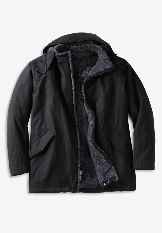 Sherpa-Lined Parka, BLACK, hi-res image number null