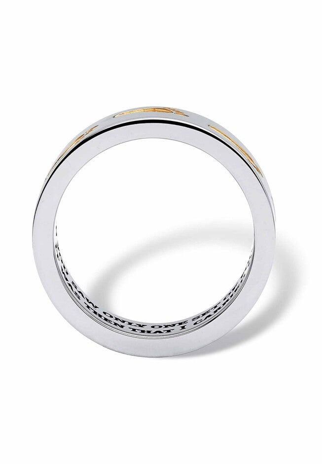 Gold Ion-Plated Stainless Steel Two-Tone "Footprints in the Sand" Ring, , on-hover image number null