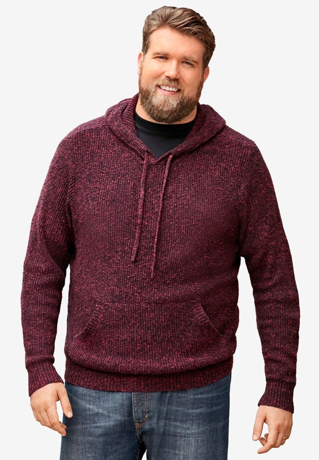 Shaker Knit Hoodie, RICH BURGUNDY MARL, hi-res image number 0
