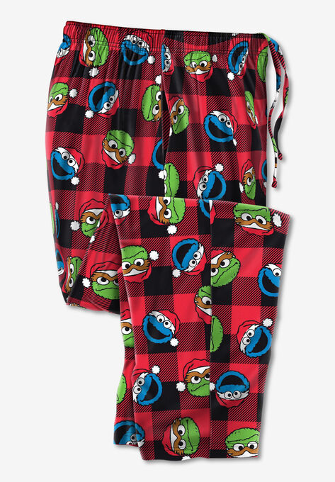 Holiday Pajama Pants, COOKIE MONSTER OSCAR SANTA, hi-res image number null