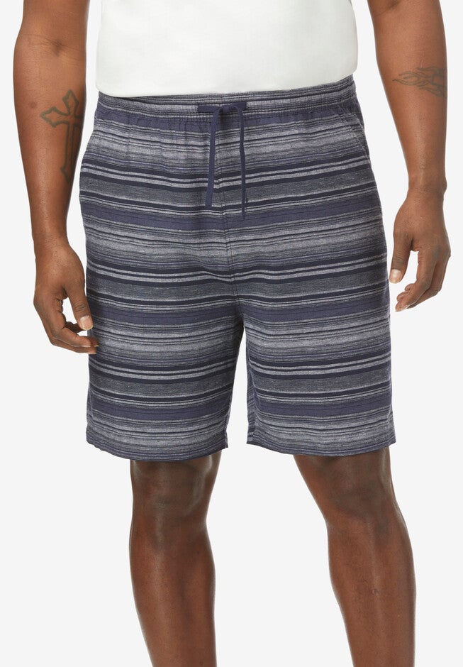 Plain front hemp shorts, UNEVEN NAVY STRIPE, hi-res image number 0