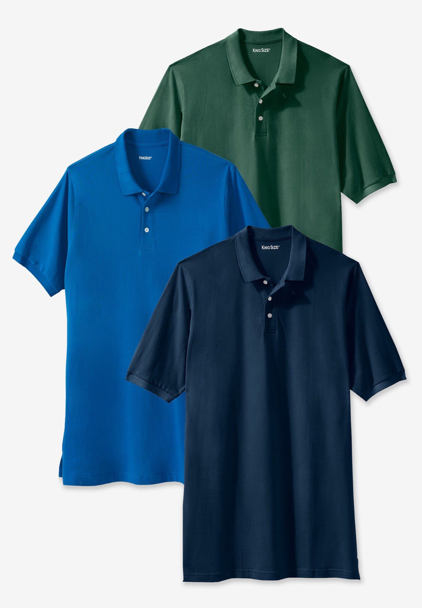 3-Pack Longer-Length Cotton Polos, ASSORTED COOLS, hi-res image number 0