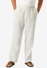 Elastic Waist Gauze Cotton Pants, SAGE PINSTRIPE, hi-res image number null