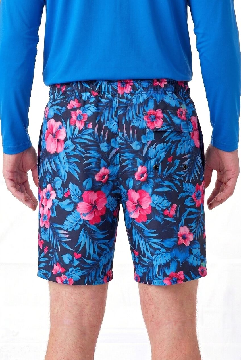 8 inches Swim Trunks with Super Stretch Liner, BLUE EXOTIC FLORAL, alternate image number 3
