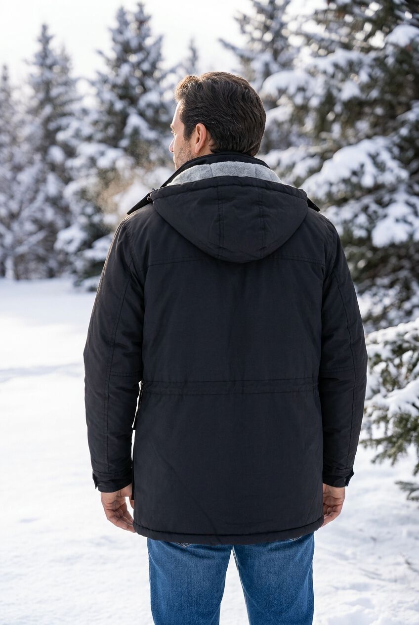 Fleece-Lined Parka with Detachable Hood and 6 Pockets, BLACK, alternate image number 3