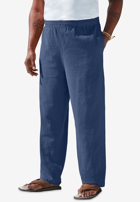 Elastic Waist Gauze Cotton Pants, NAVY, hi-res image number null