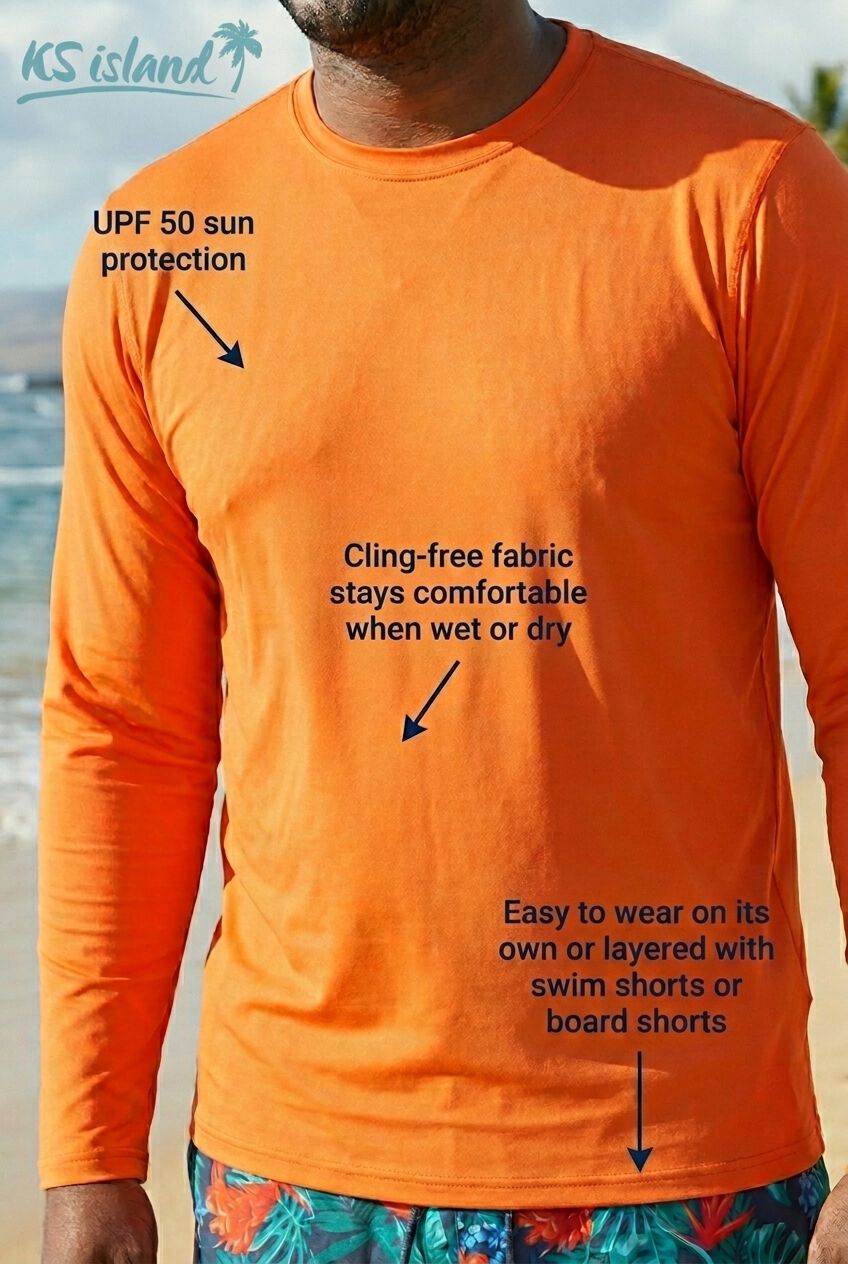 UPF 50 Long Sleeve Swim Top, STEEL, on-hover image number 1