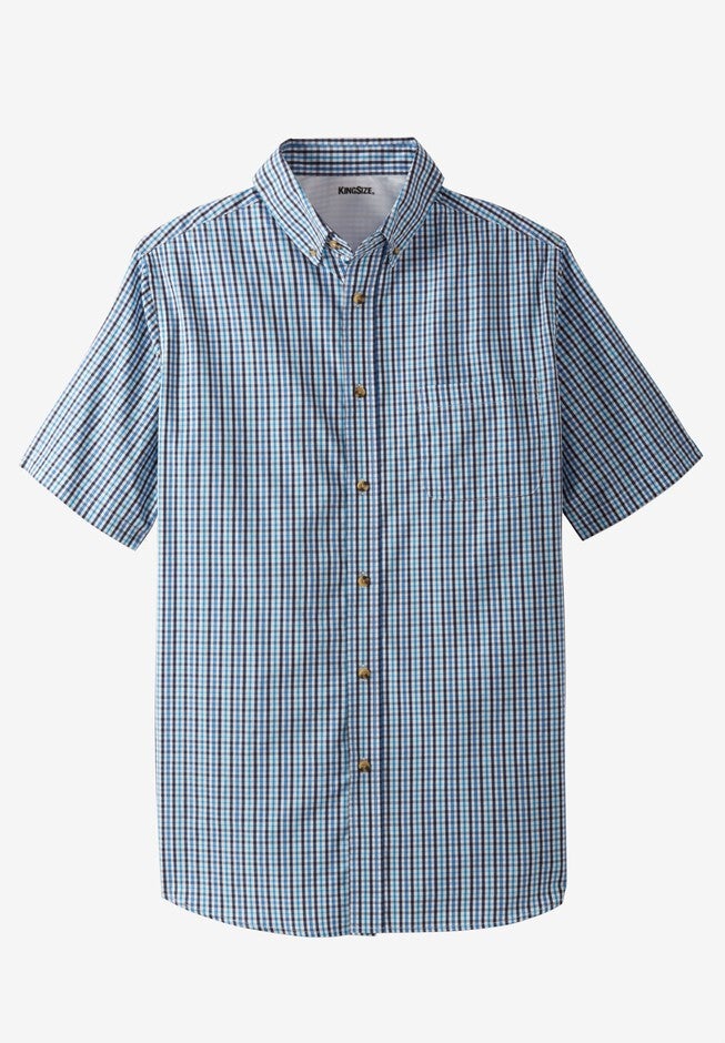 Shrink-Less™ Short-Sleeve Sport Shirt, NAVY CHECK, hi-res image number null