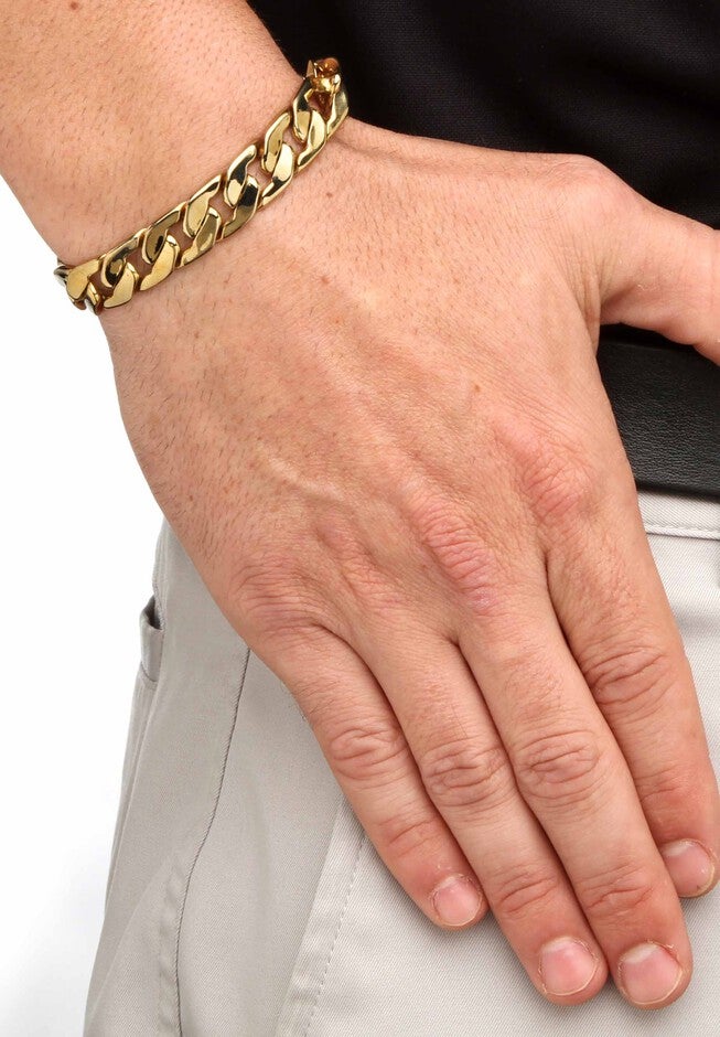 2 Piece Gold Tone and Silvertone 9 inches Curb-Link Bracelet, , alternate image number null