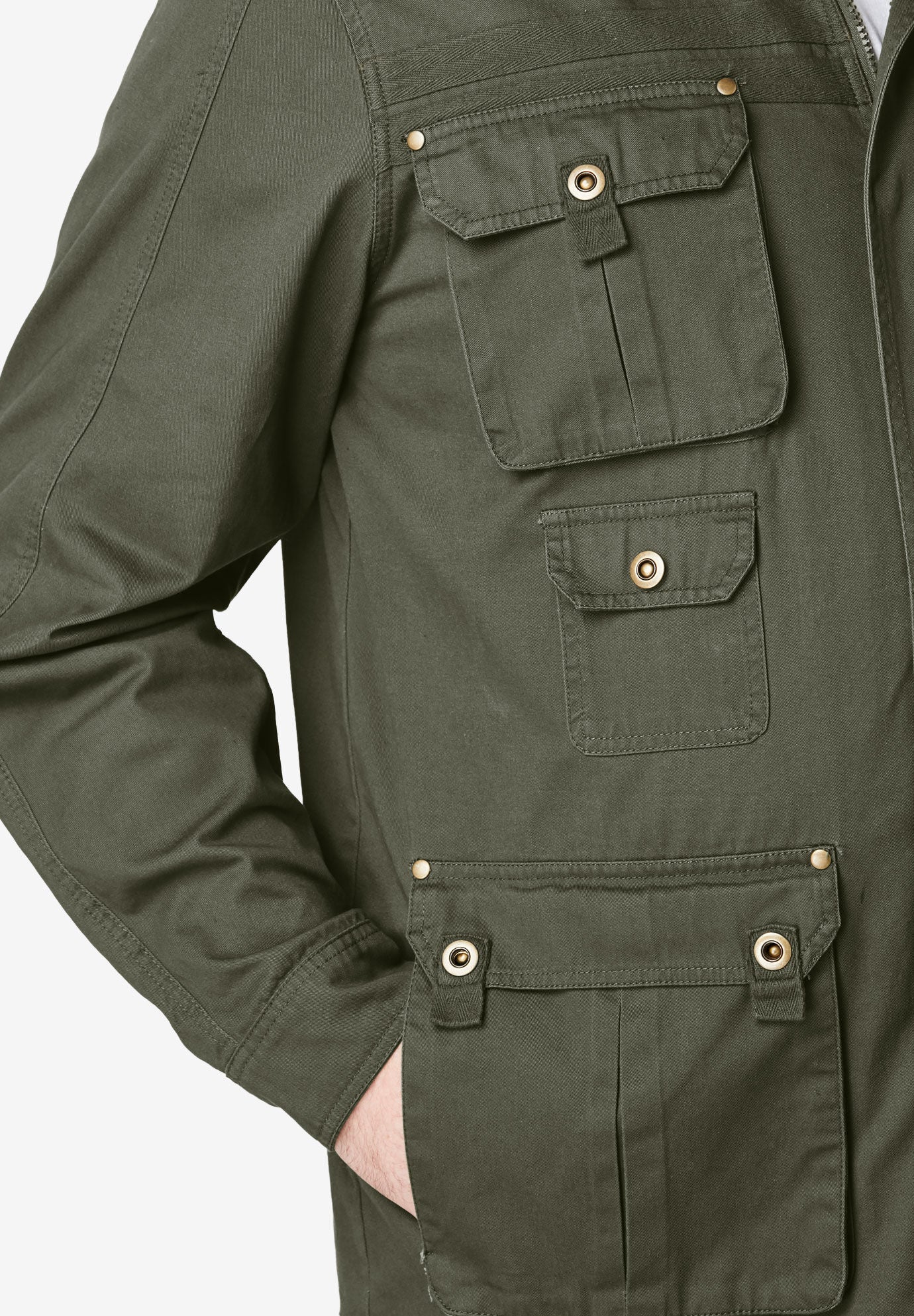 9 Pocket Twill Utility Jacket, OLIVE, alternate image number 2