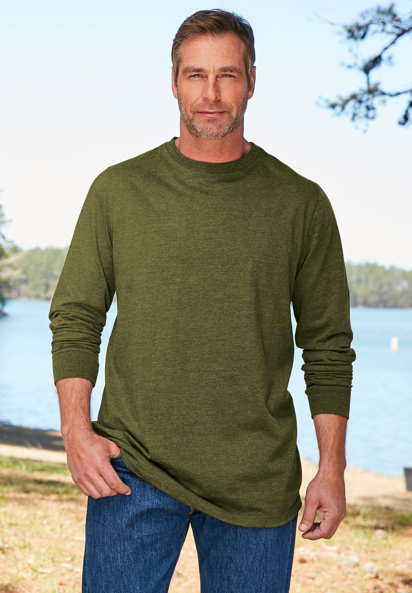 Boulder Creek by Kingsize Mens Big /& Tall Heavyweight Crewneck Long-Sleeve Pocket T-Shirt