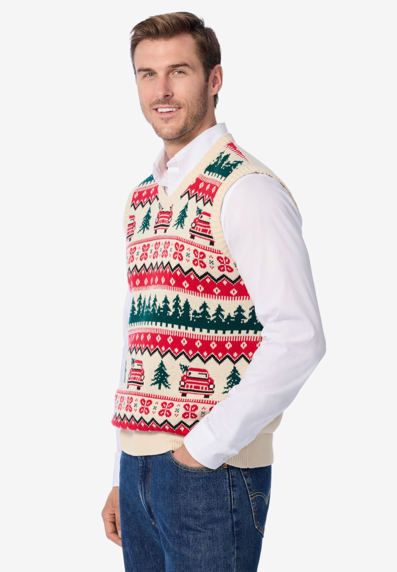 Novelty Seasonal Vest, CHRISTMAS FAIR ISLE, alternate image number 3