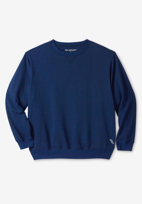 Wicking Fleece Crewneck by KS Sport™, NAVY MARL, hi-res image number null
