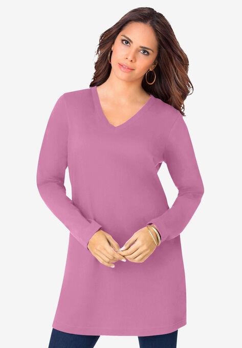 Long-Sleeve V-Neck Ultimate Tunic, MAUVE ORCHID, hi-res image number null