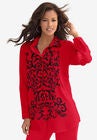 Scroll Print Shirt, VIVID RED DAMASK SCROLL, hi-res image number null