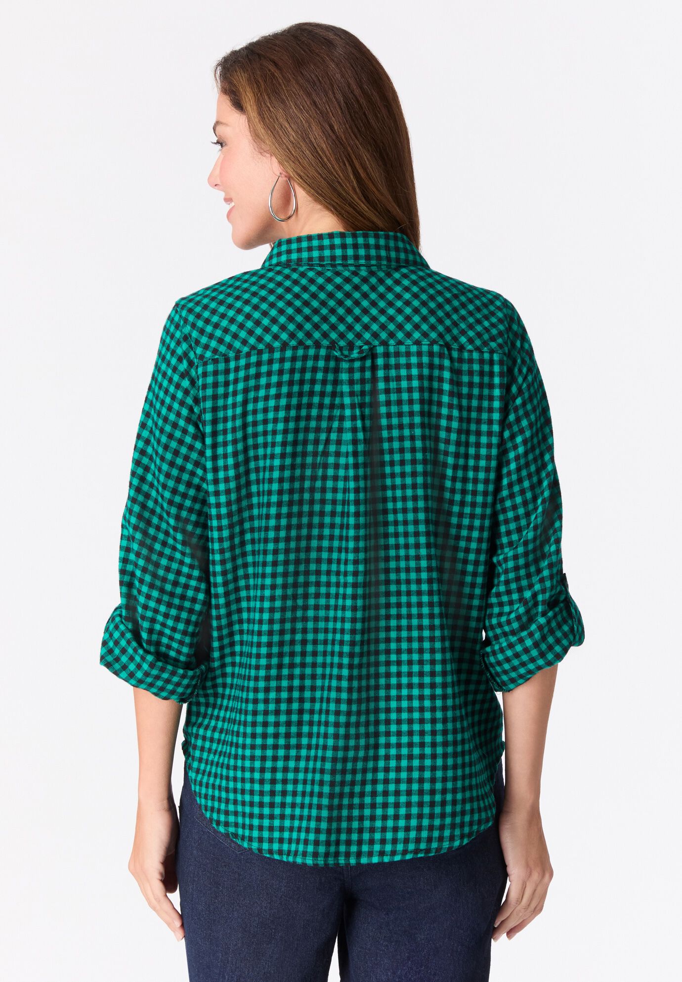Classic Plaid Button-Front Shirt, MIDNIGHT VINE PLAID, on-hover image number 1