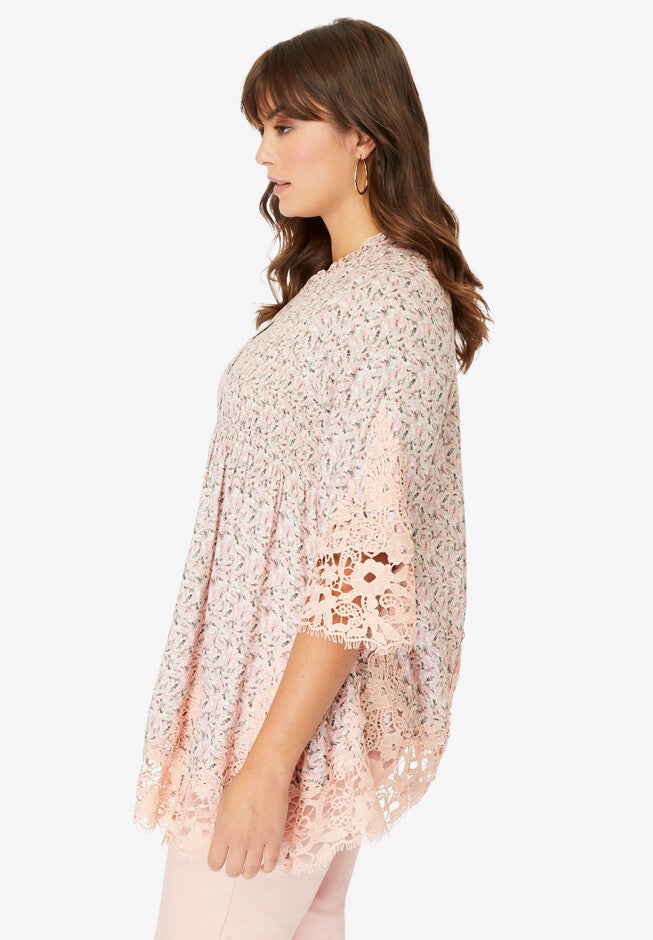 Embroidered Smocked Blouse, , alternate image number null