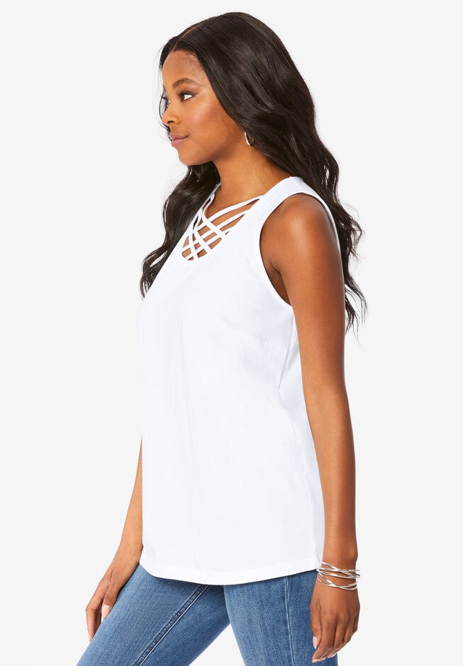 Strappy-Neck Ultimate Tank Top., , alternate image number 2