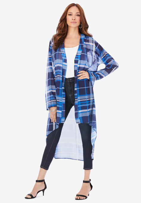 Plaid Duster, NAVY BOLD PLAID, hi-res image number null